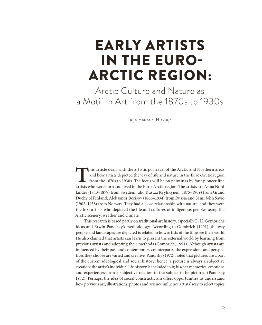 ARCTIC REGION: Arctic Culture and Nature As a Motif in Art from the 1870S to 1930S