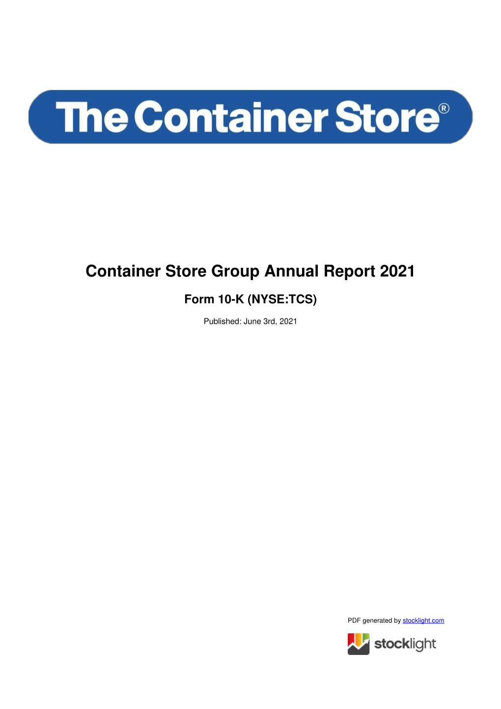 Container Store Group Annual Report 2021