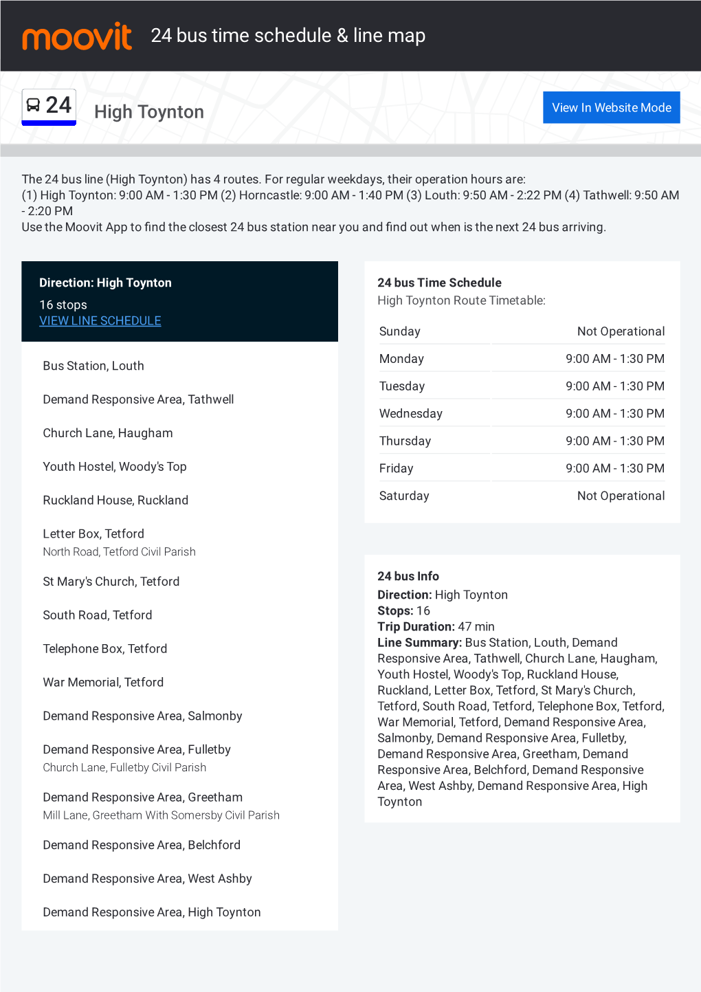 24 Bus Time Schedule & Line Route