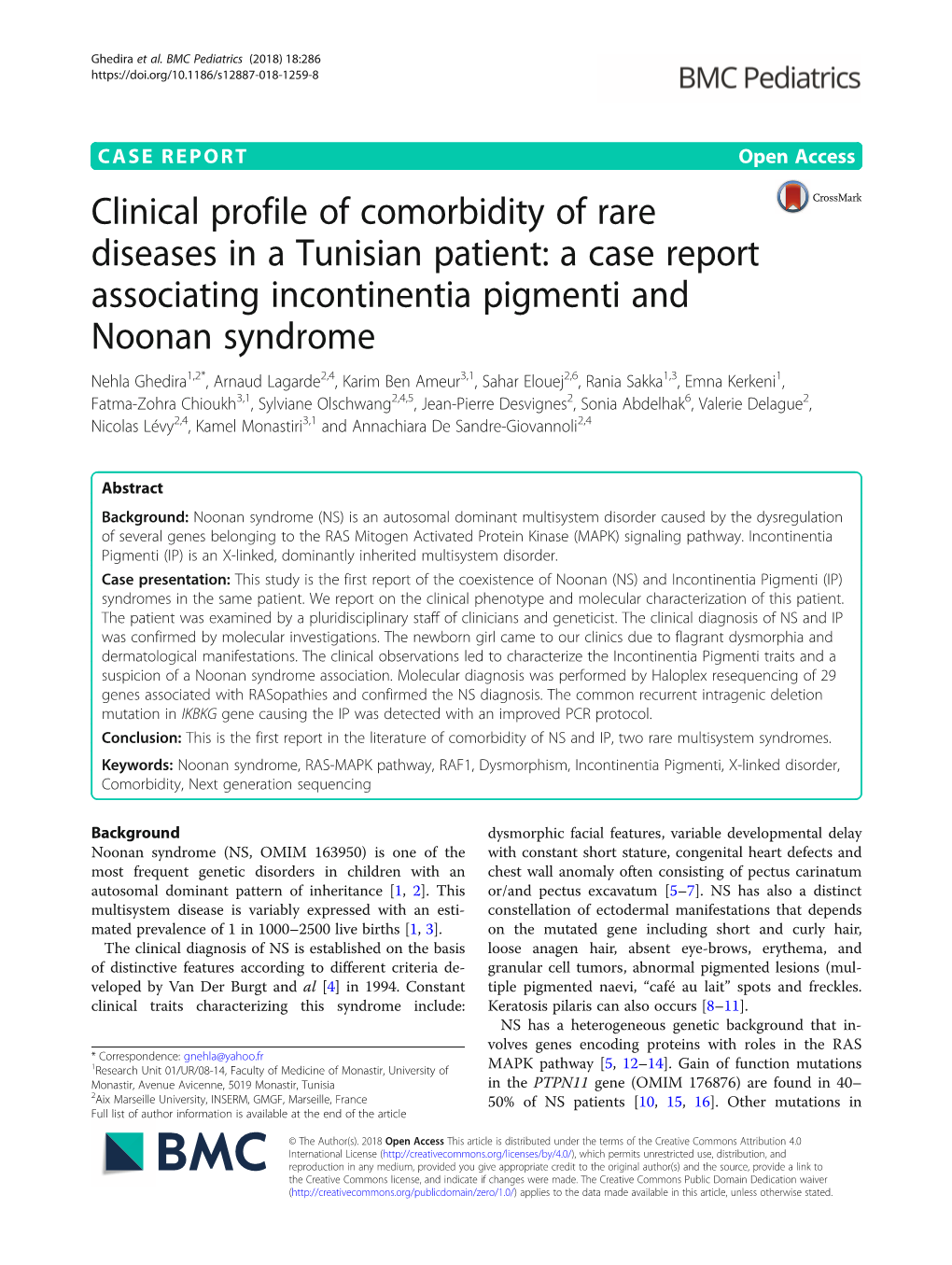 A Case Report Associating Incontinentia Pigmenti and Noonan Syndrome