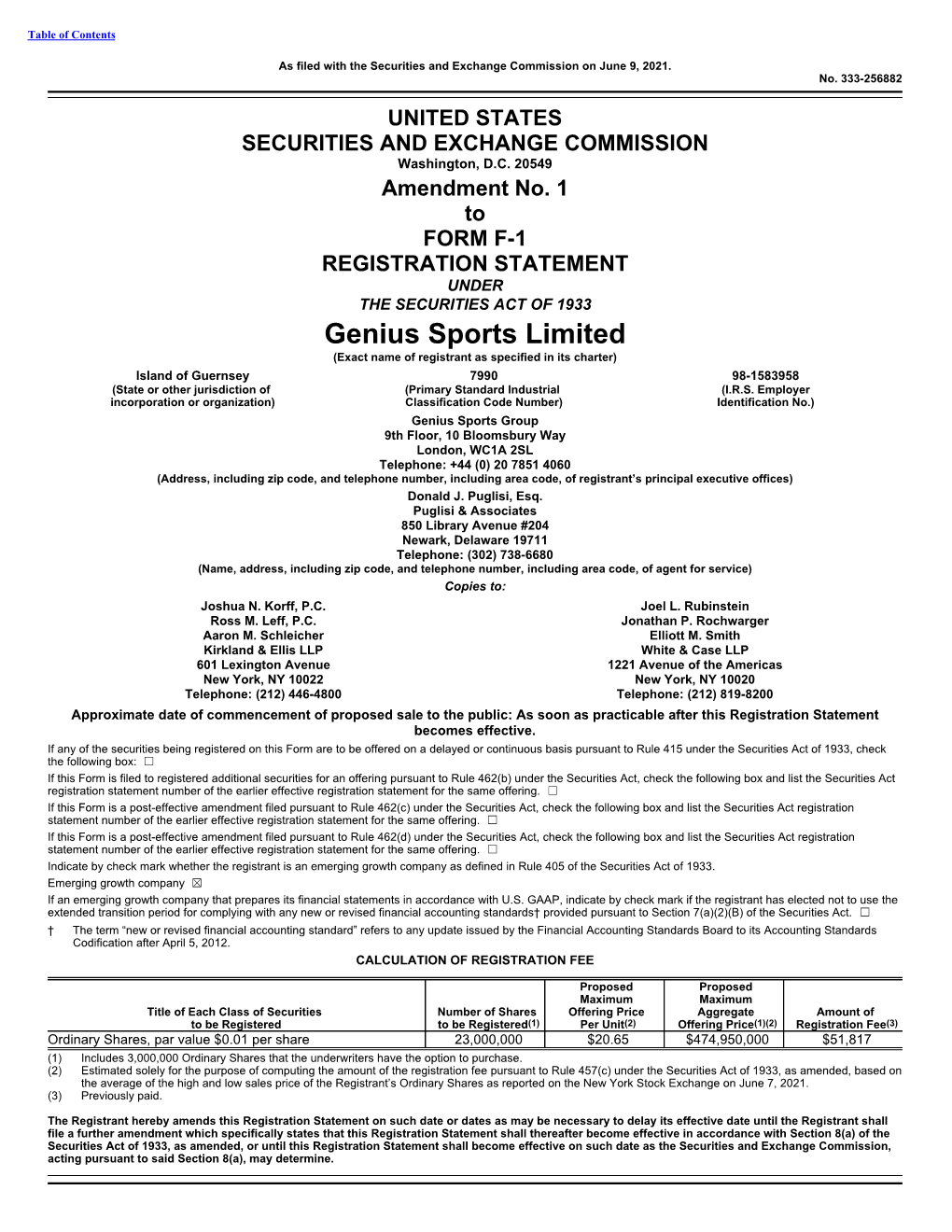 Genius Sports Limited (Exact Name of Registrant As Specified in Its Charter)