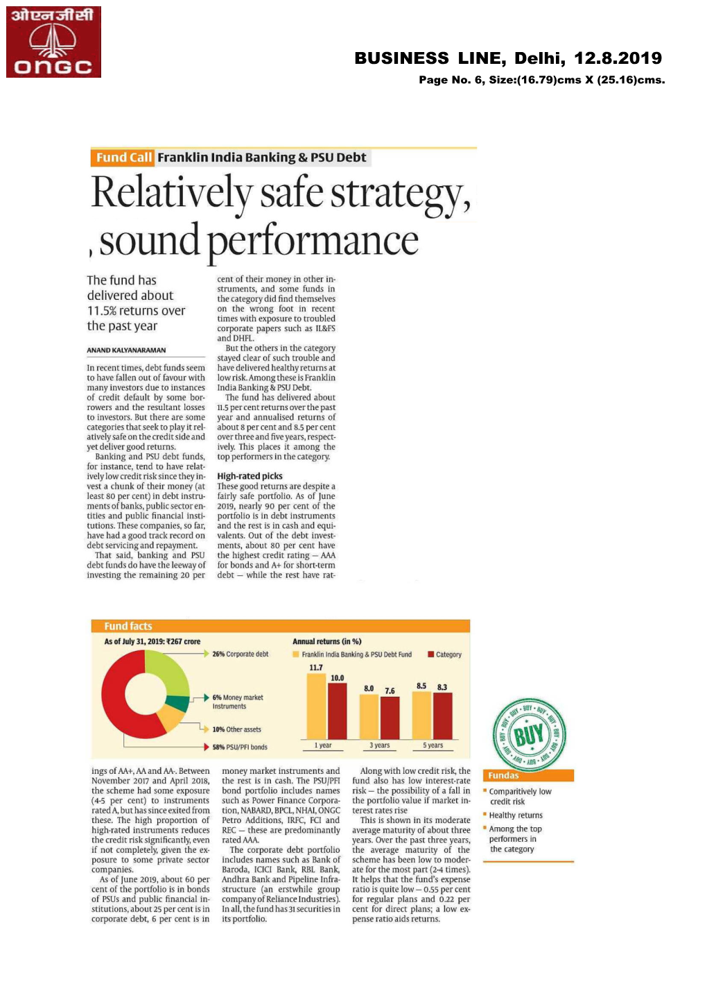 BUSINESS LINE, Delhi, 12.8.2019 Page No