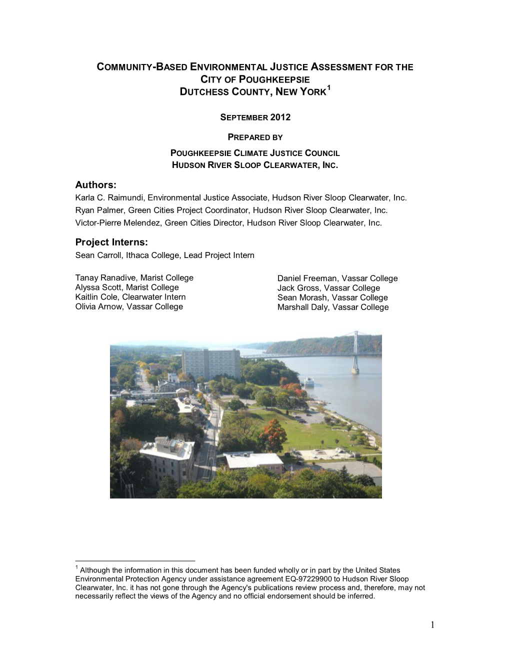 Community-Based Climate Justice Assessment; City of Poughkeepsie, Dutchess Co., NY