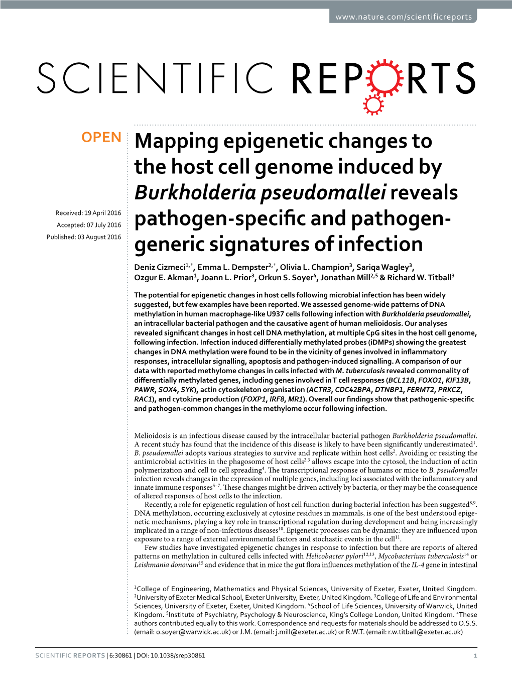 Mapping Epigenetic Changes to the Host Cell Genome Induced By