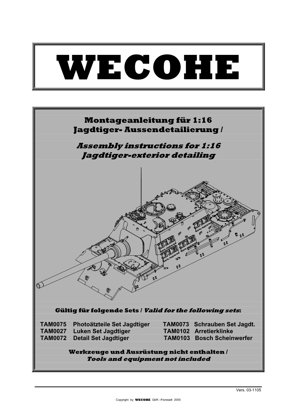 Assembly Instructions for 1:16 Jagdtiger-Exterior Detailing