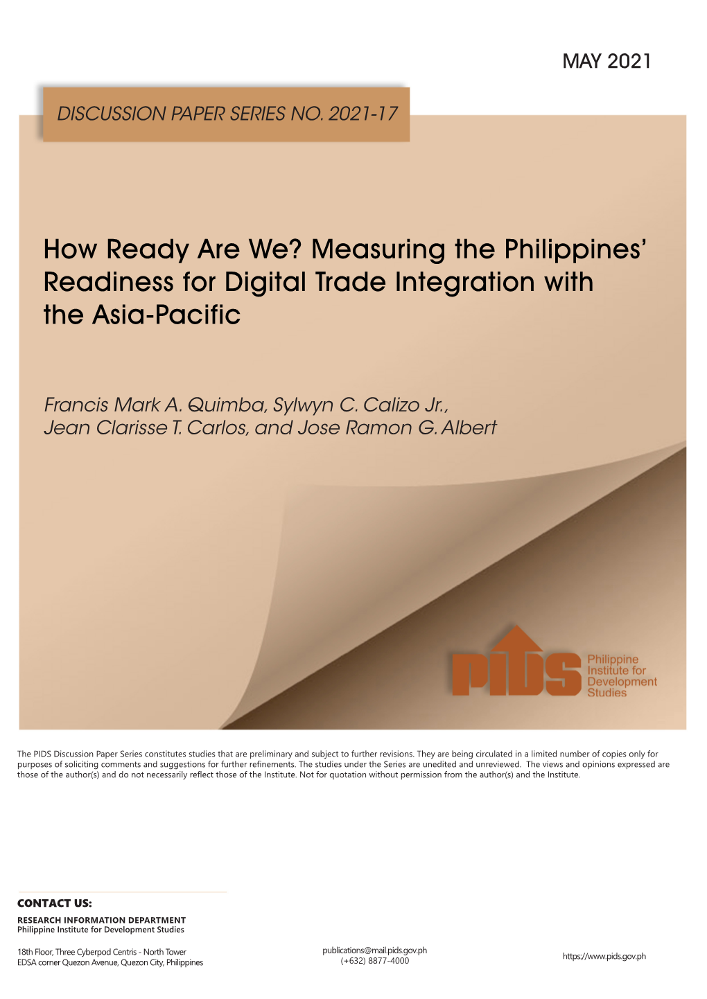 Measuring the Philippines' Readiness for Digital Trade Integration with The