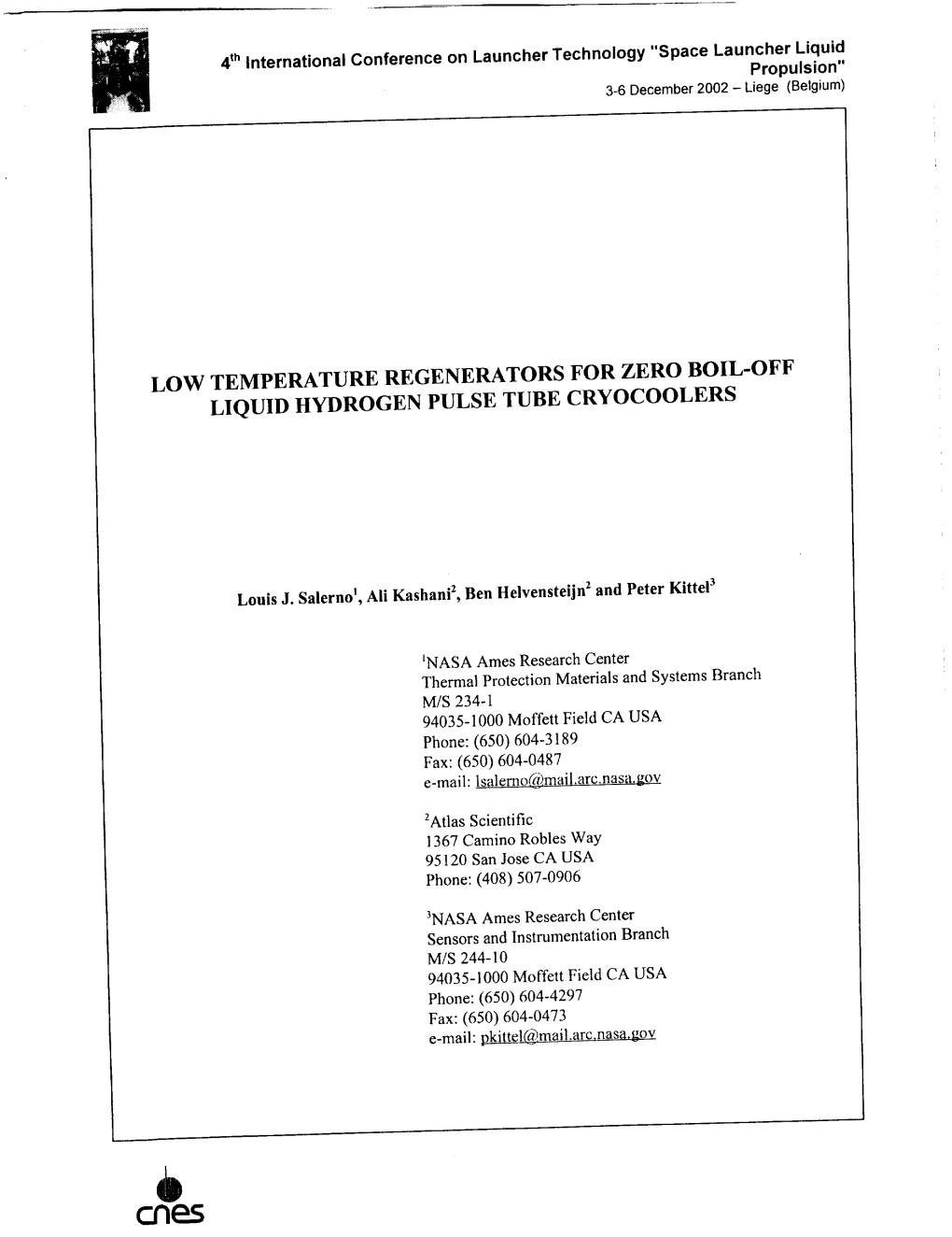 C..Fl -5 4 Th International Conference on Launcher Technology "Space 3-6Launcherdecemberliquid2002 - Liegepropulsion"(Belgium)