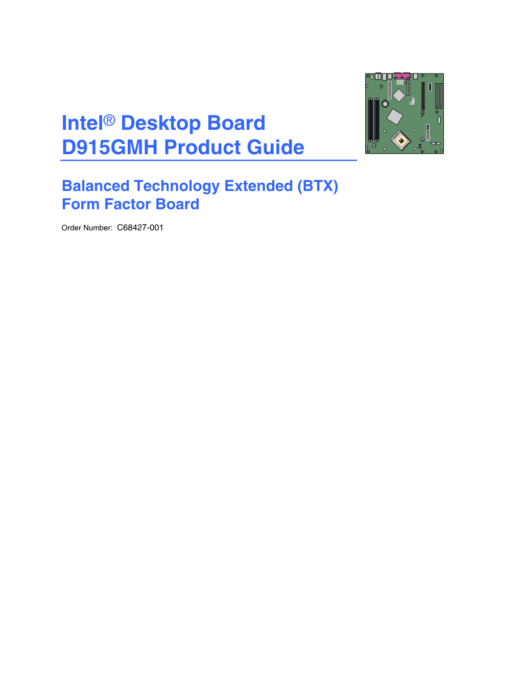 Intel® Desktop Board D915GMH Product Guide