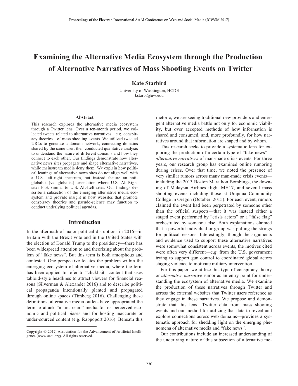 Examining the Alternative Media Ecosystem Through the Production of Alternative Narratives of Mass Shooting Events on Twitter