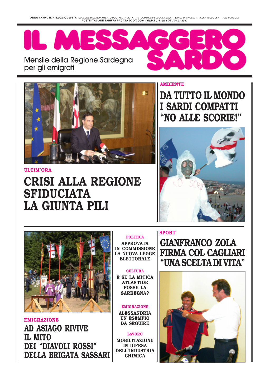 Il Messaggero Sardo 3 Luglio 2003