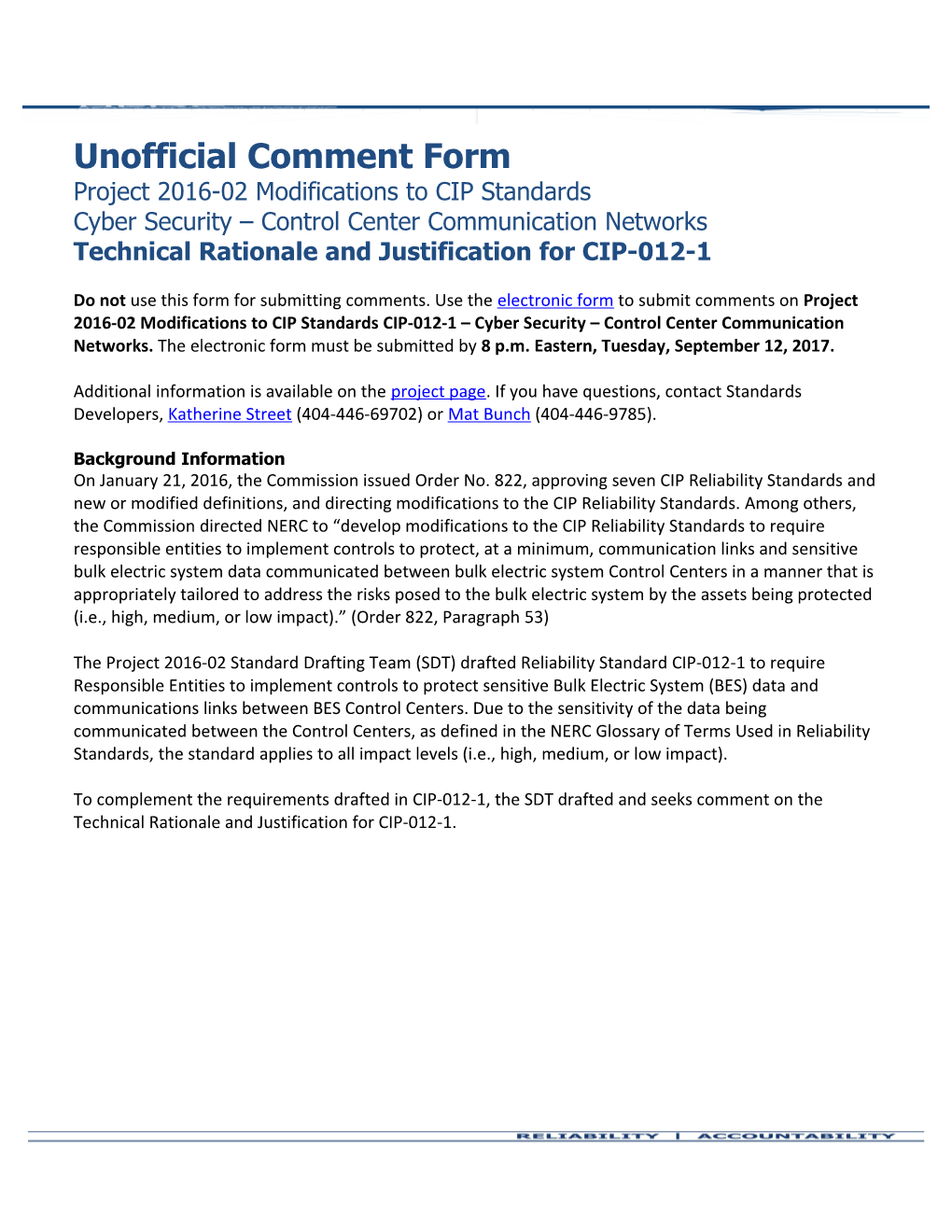 Unofficial Comment Form