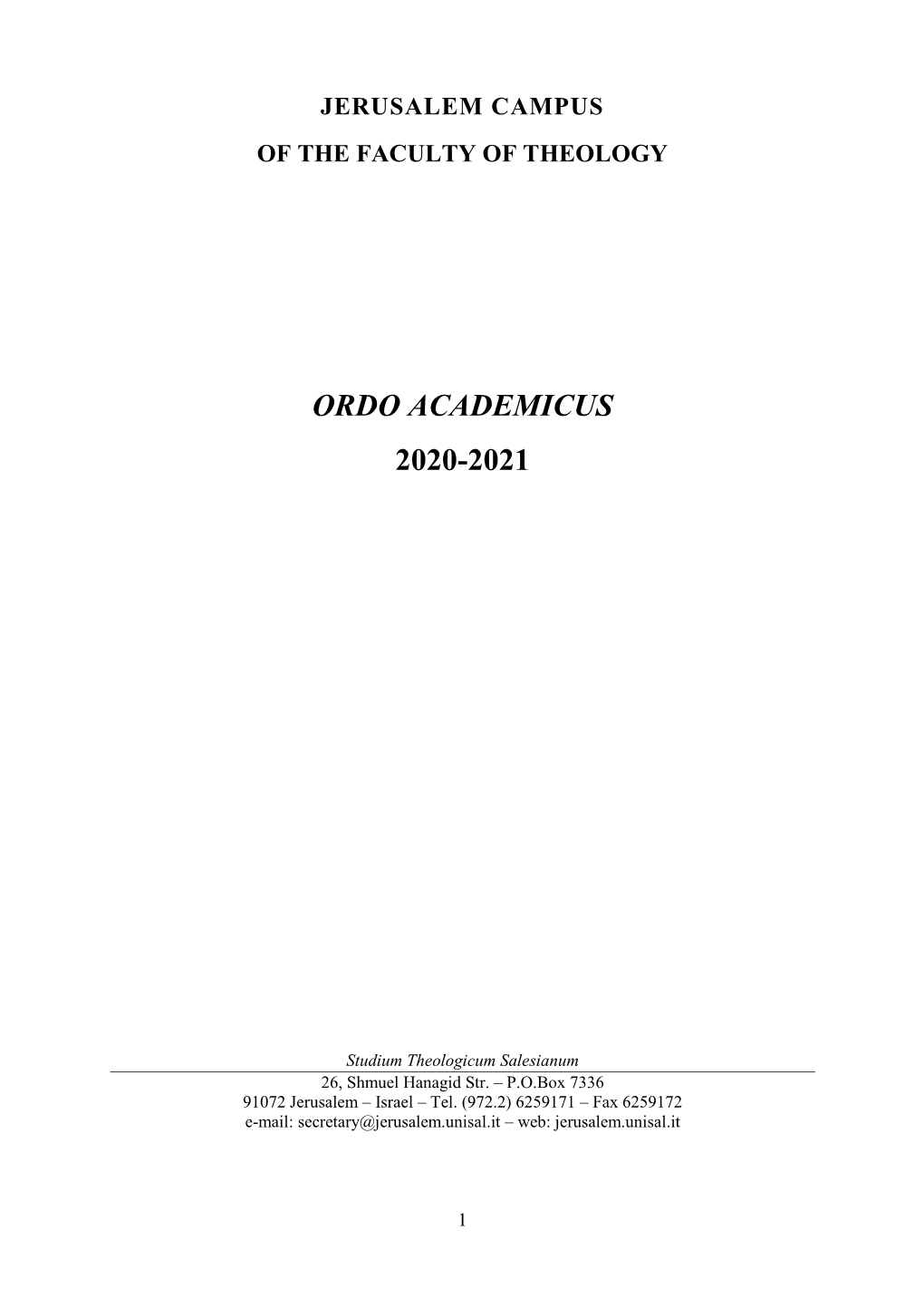 Ordo Academicus 2020-2021