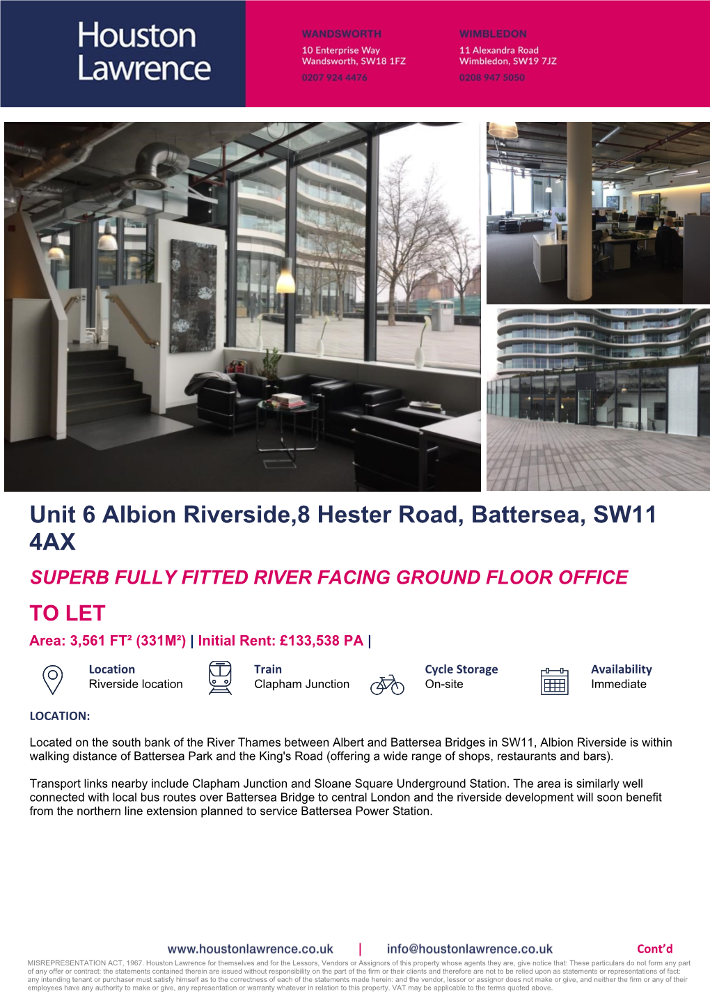 Unit 6 Albion Riverside,8 Hester Road, Battersea, SW11