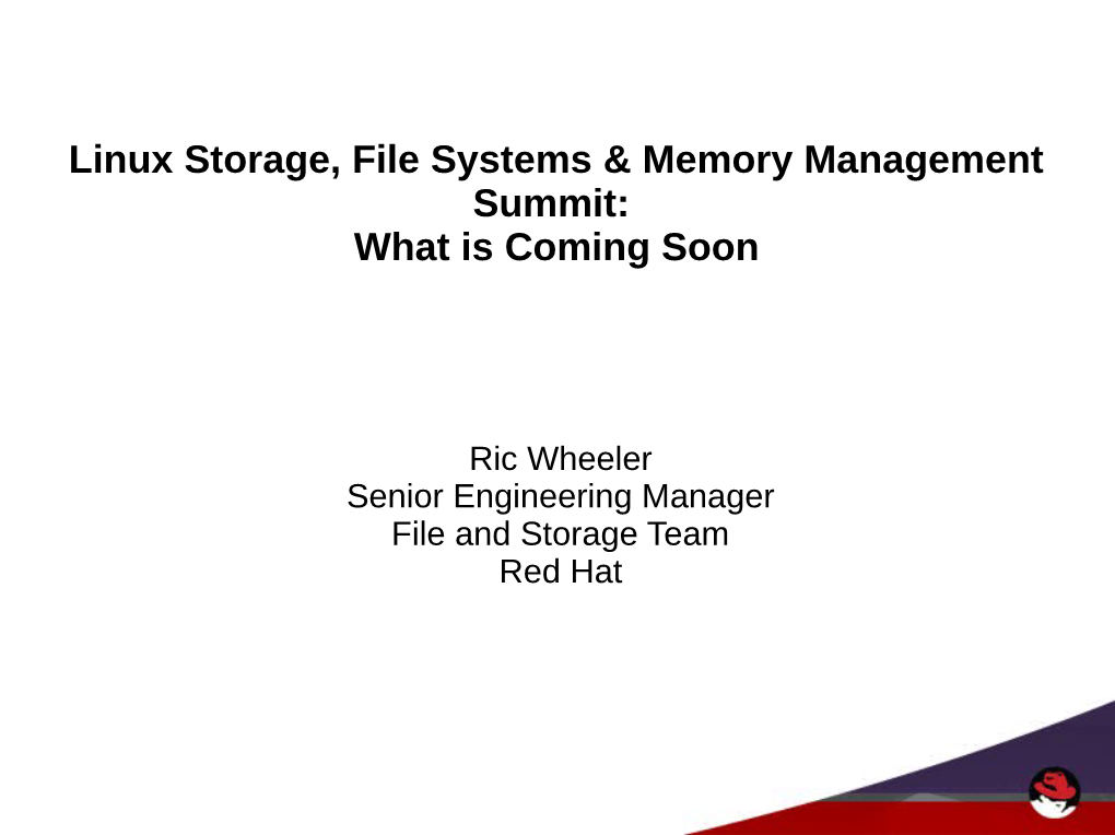 Linux Storage, File Systems & Memory Management Summit: What Is