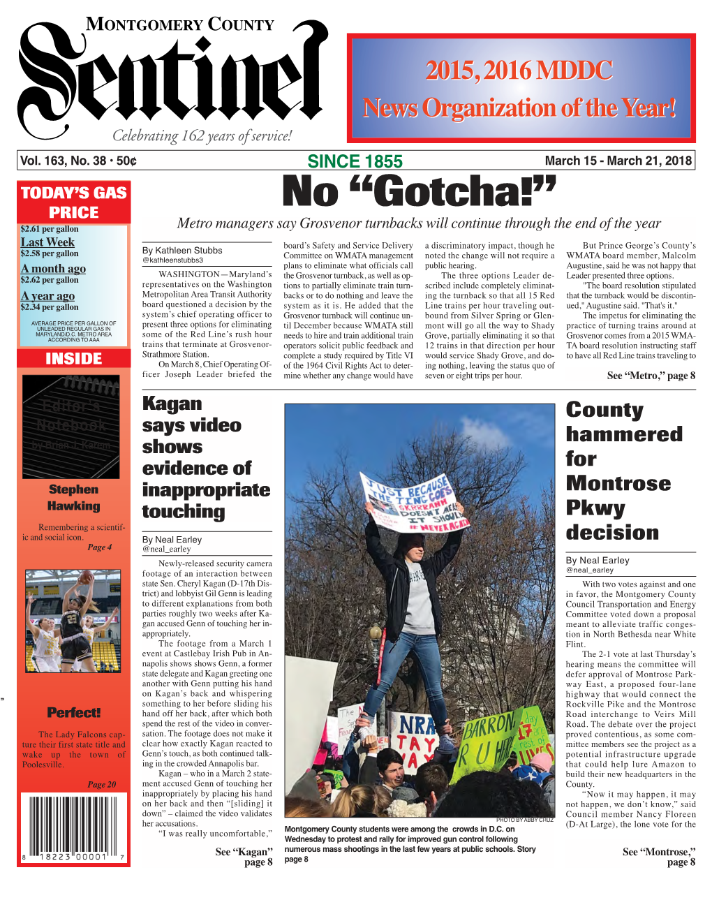 THE MONTGOMERY COUNTY SENTINEL MARCH 15, 2018 EFLECTIONS the Montgomery County Sentinel, Published Weekly by Berlyn Inc
