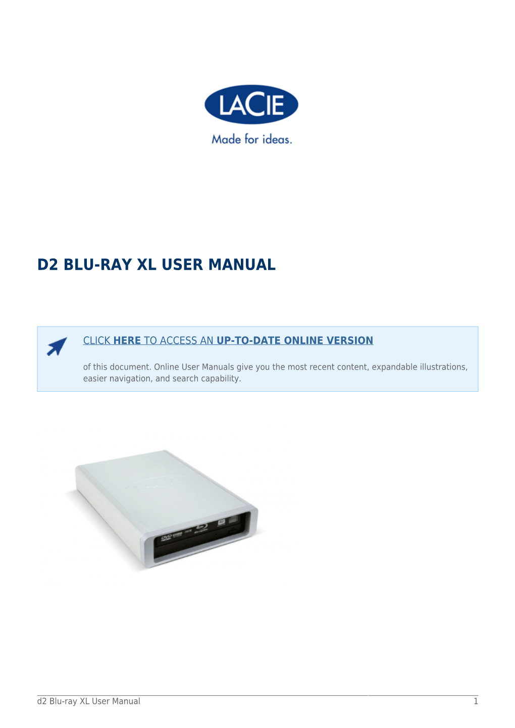 D2 Blu-Ray Xl User Manual