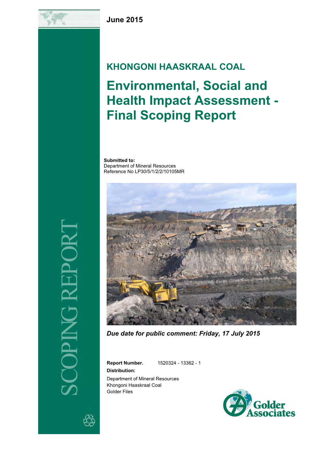 KHONGONI HAASKRAAL COAL Environmental, Social and Health Impact Assessment - Final Scoping Report