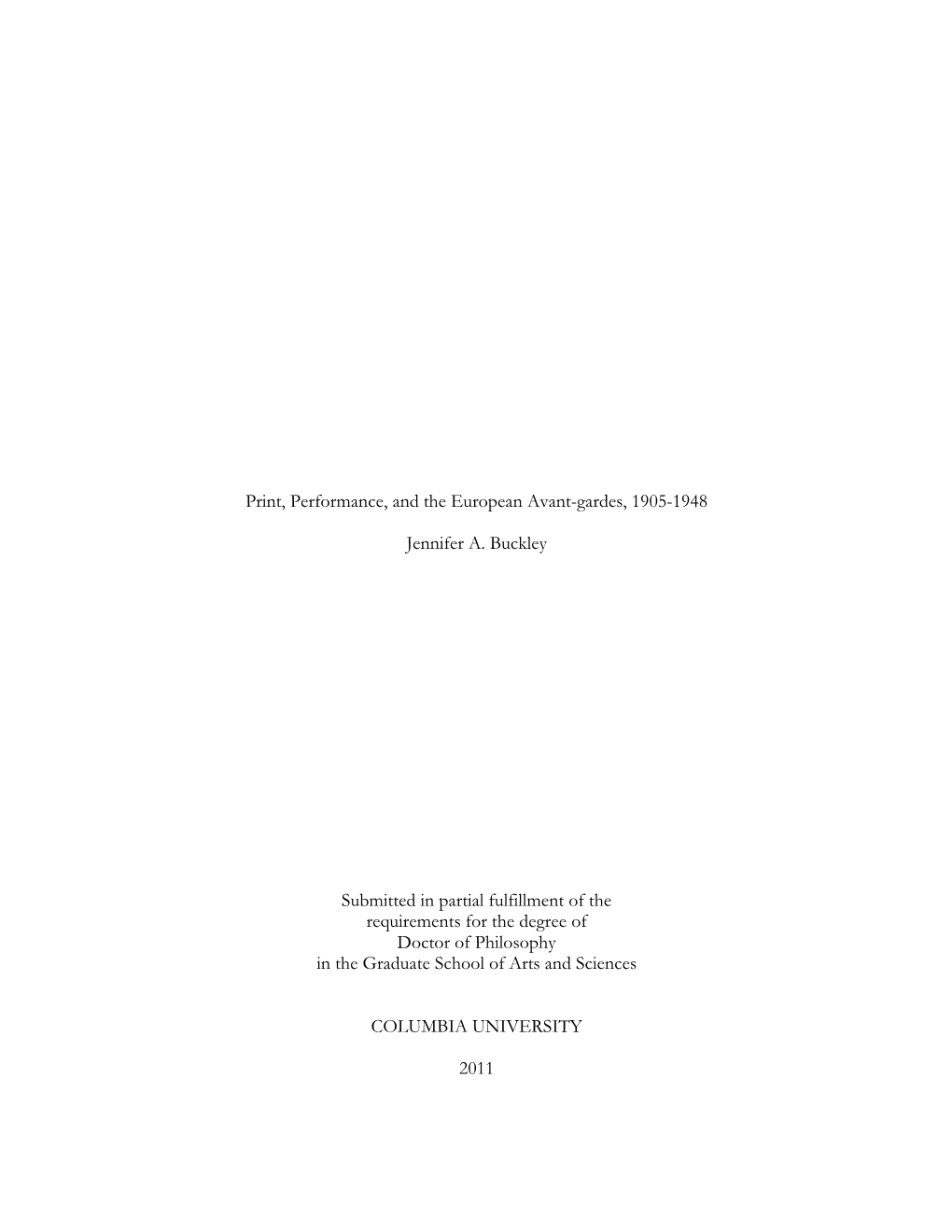 Print, Performance, and the European Avant-Gardes, 1905-1948