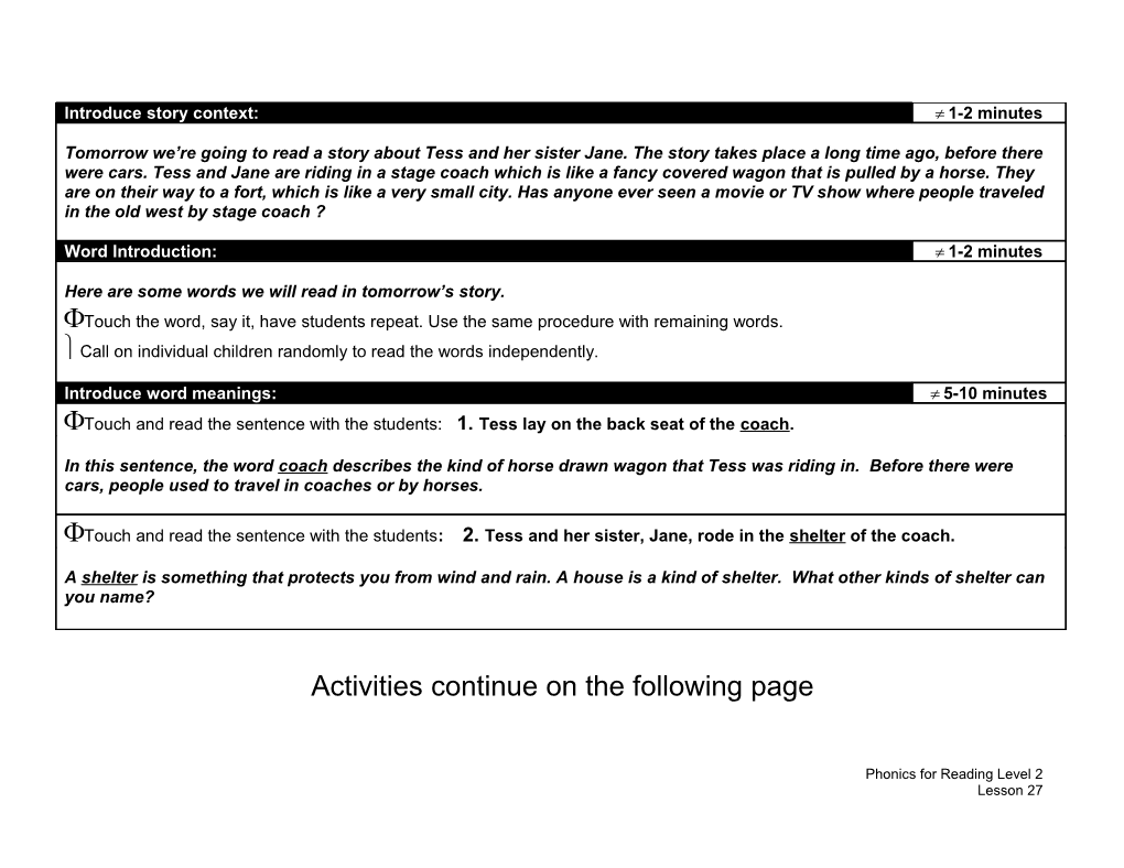 Activities Continue on the Following Page s1