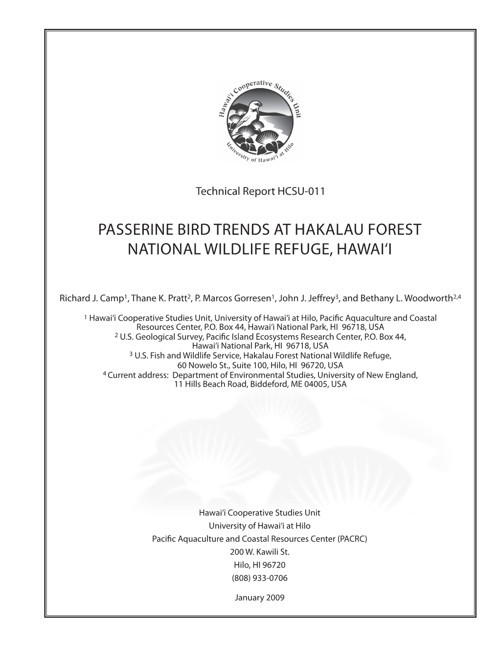Passerine Bird Trends at Hakalau Forest National Wildlife Refuge, Hawai‘I