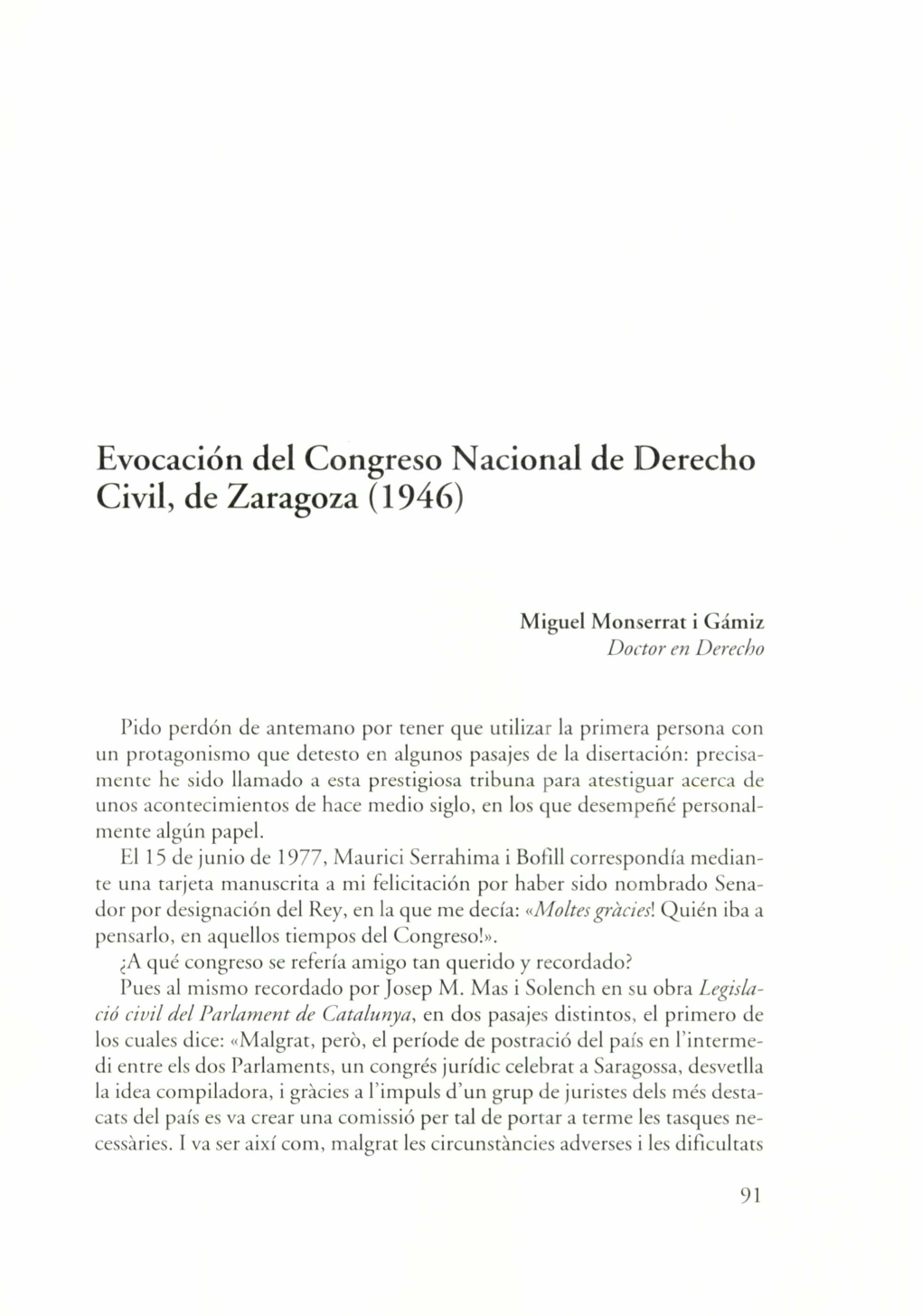 Evocación Del Congreso Nacional De Derecho Civil