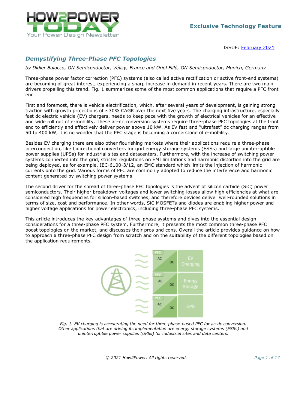 Demystifying Three-Phase PFC Topologies by Didier Balocco, on Semiconductor, Vélizy, France and Oriol Filló, on Semiconductor, Munich, Germany