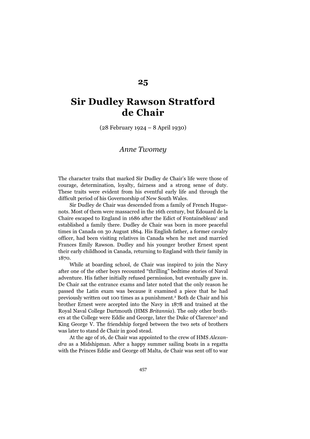 Sir Dudley Rawson Stratford De Chair