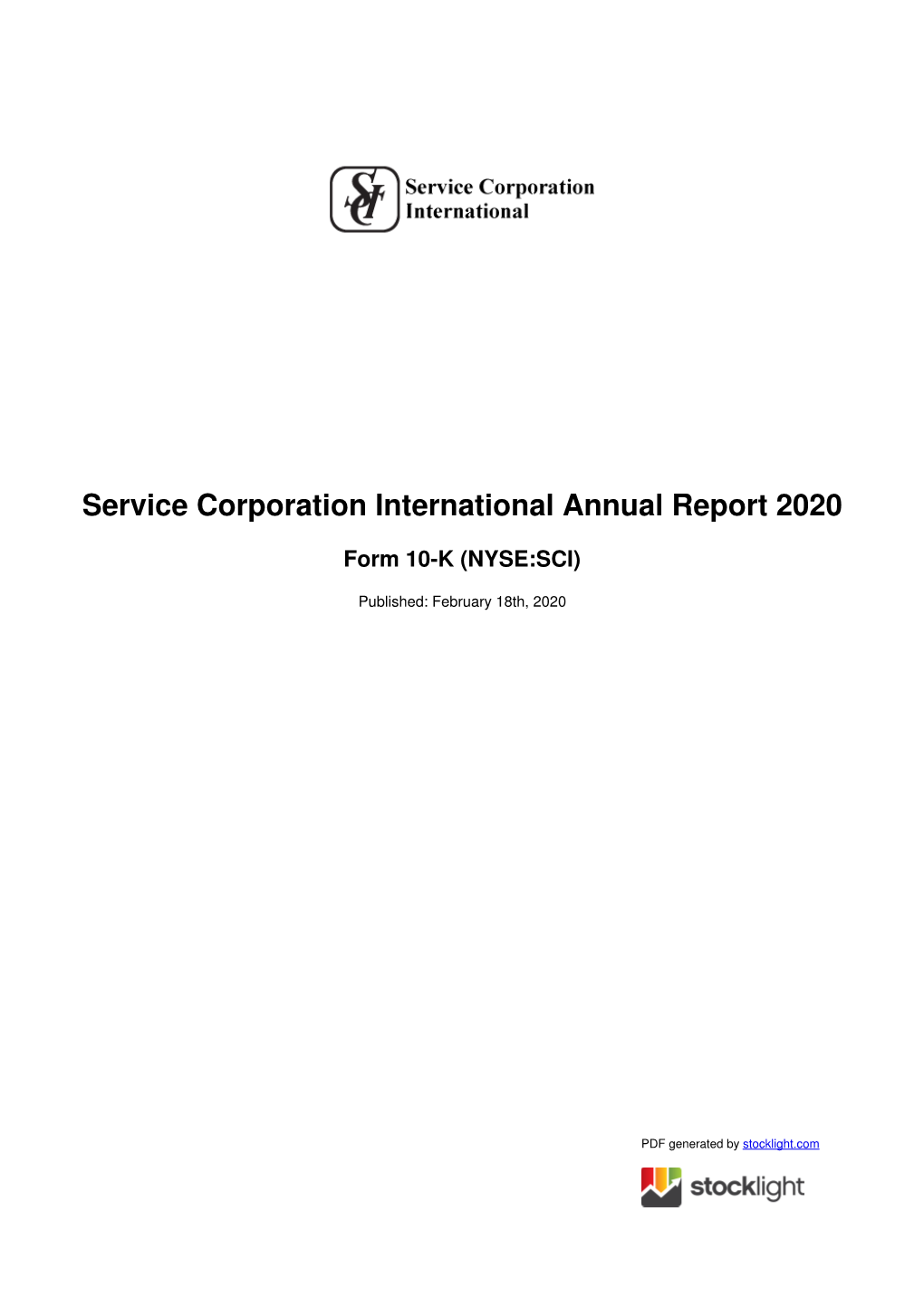 Service Corporation International Annual Report 2020