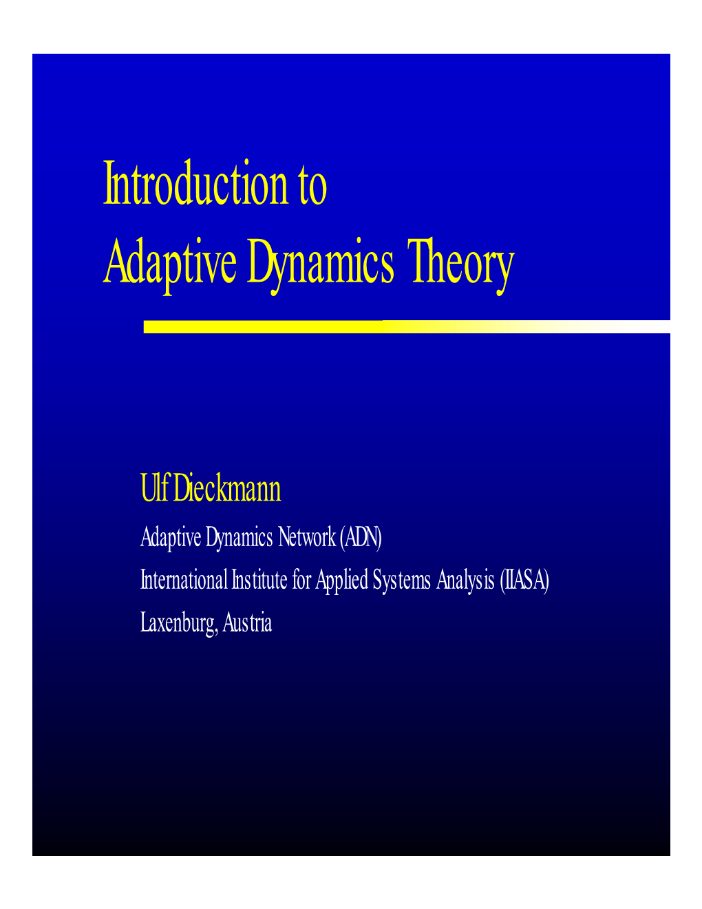 Introduction to Adaptive Dynamics Theory