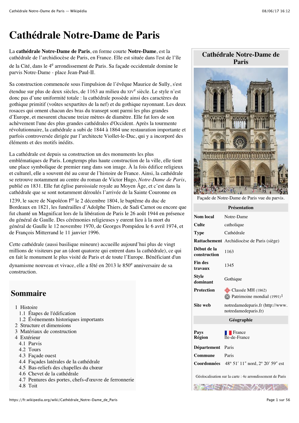 Cathédrale Notre-Dame De Paris — Wikipédia 08/06/17 16:12