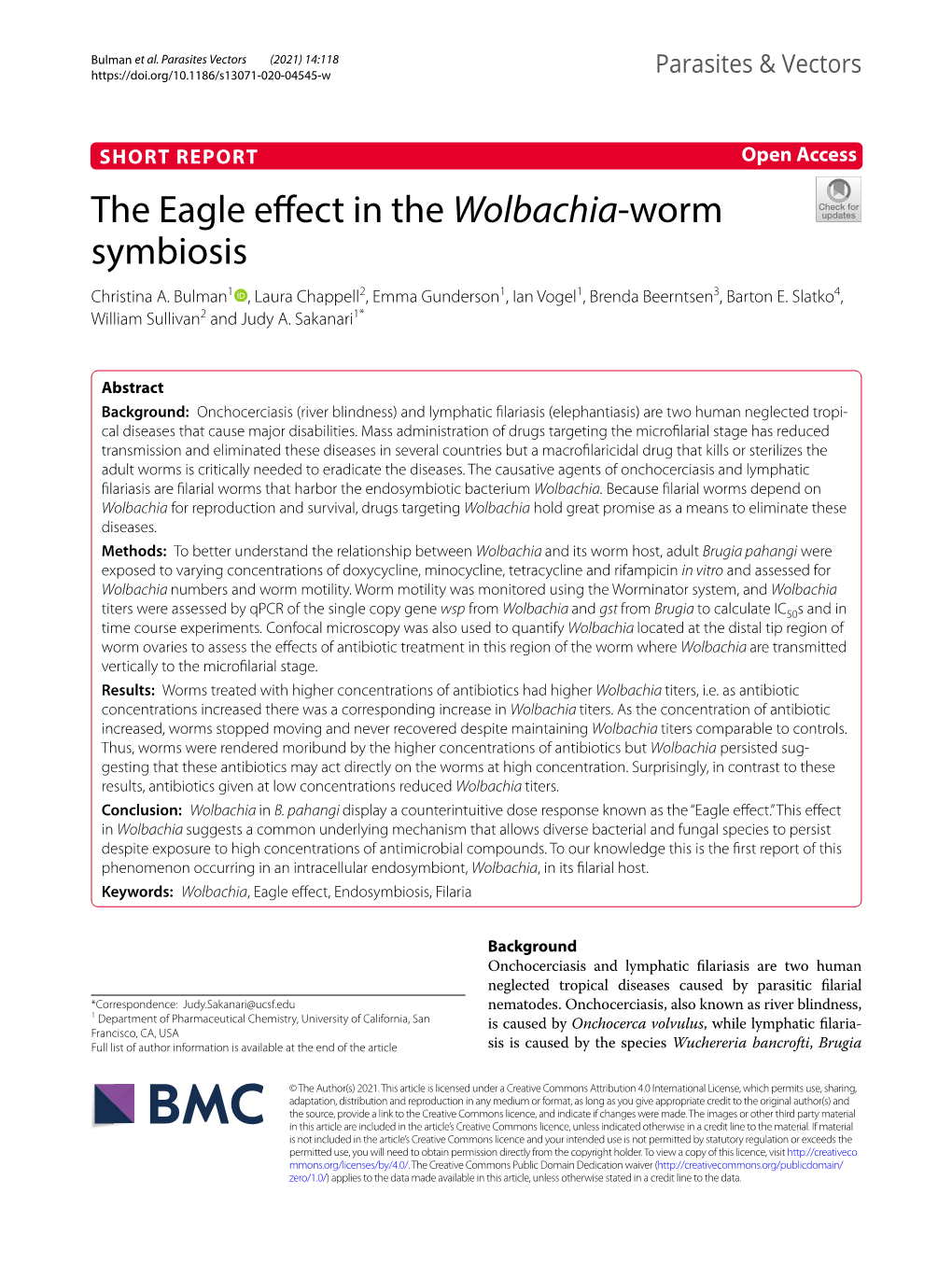 The Eagle Effect in the Wolbachia-Worm Symbiosis