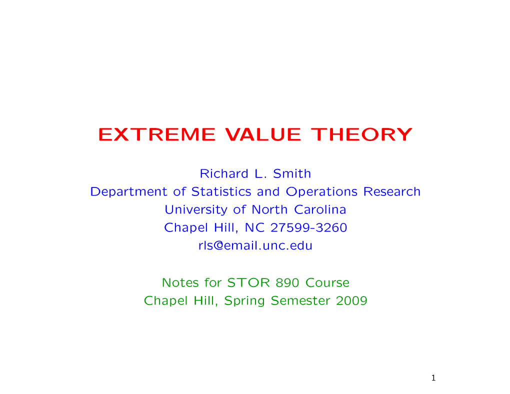Extreme Value Theory