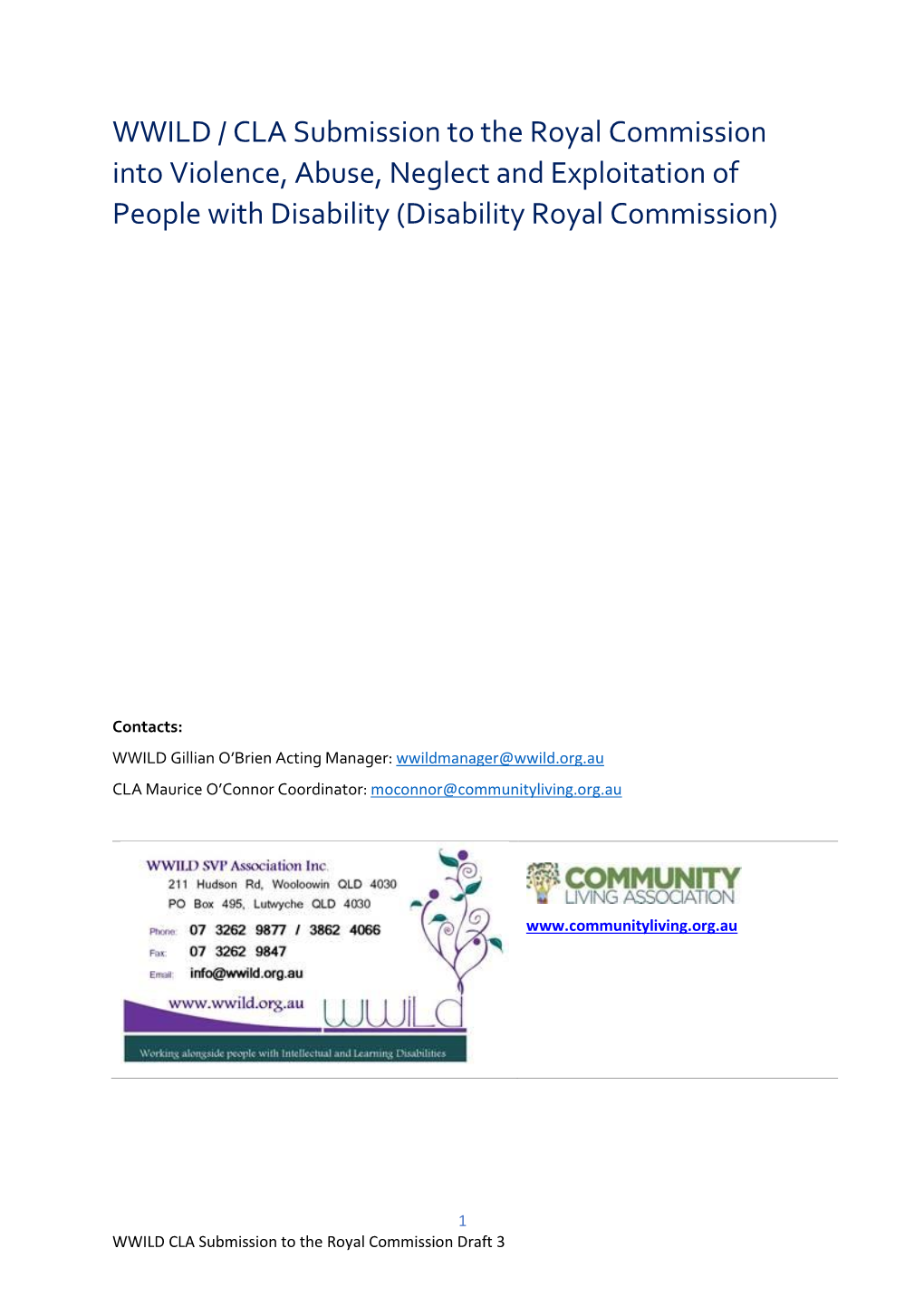 WWILDCLA Disability Royal Commission Submissionfinal 2019