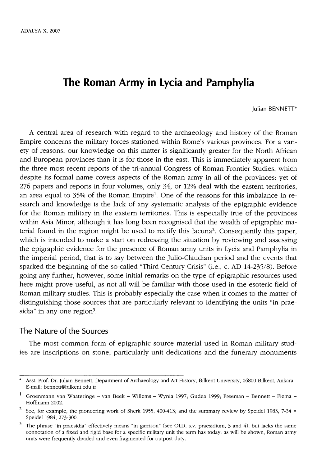 The Roman Army in Lyda and Pamphylia