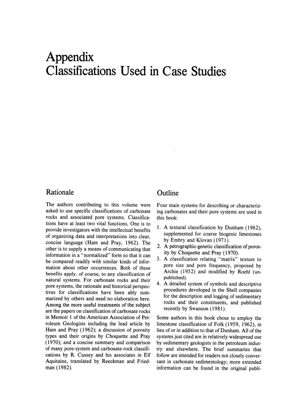 Appendix Classifications Used in Case Studies