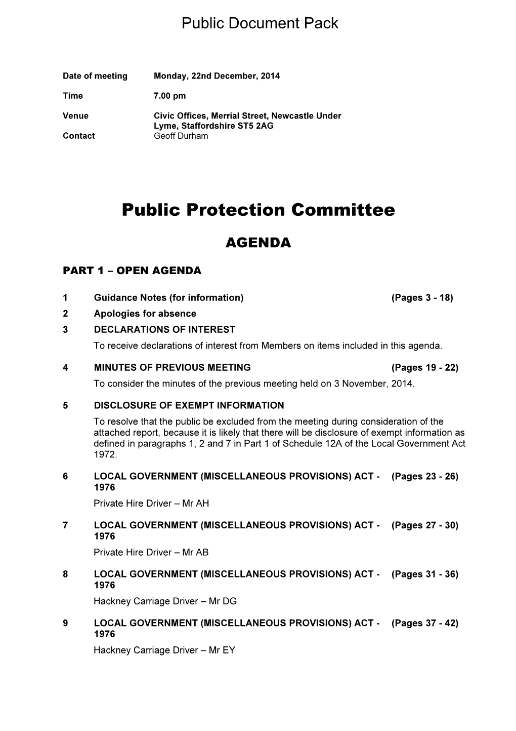 (Public Pack)Agenda Document for Public Protection Committee, 22/12