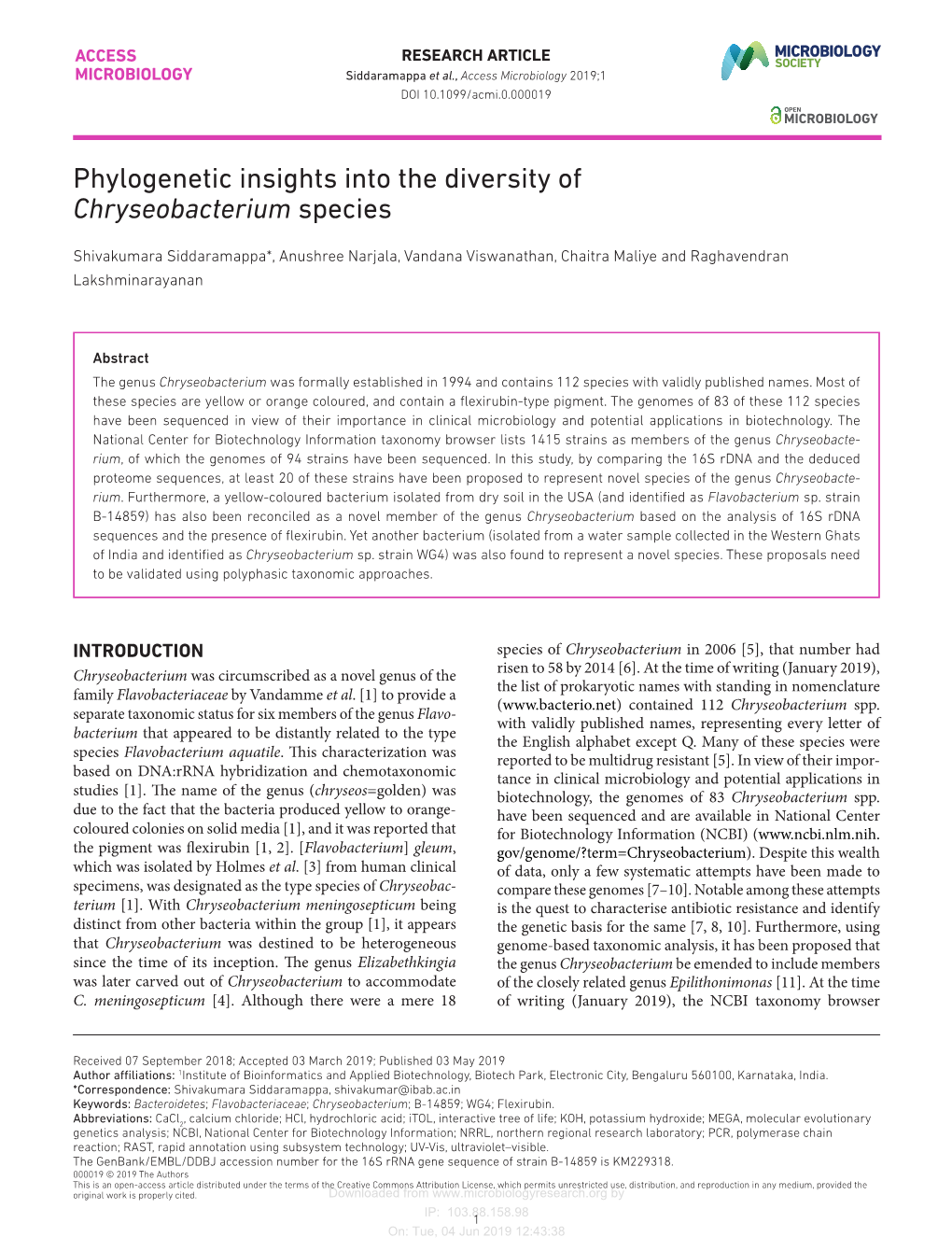 Phylogenetic Insights Into the Diversity of Chryseobacterium Species