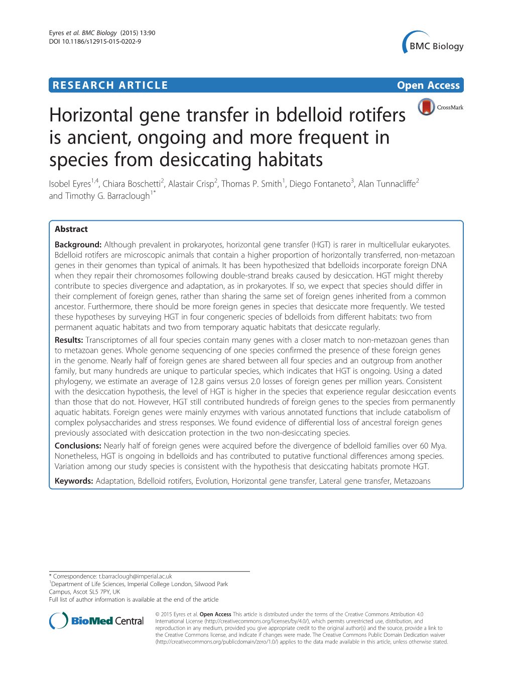 Horizontal Gene Transfer in Bdelloid Rotifers Is Ancient