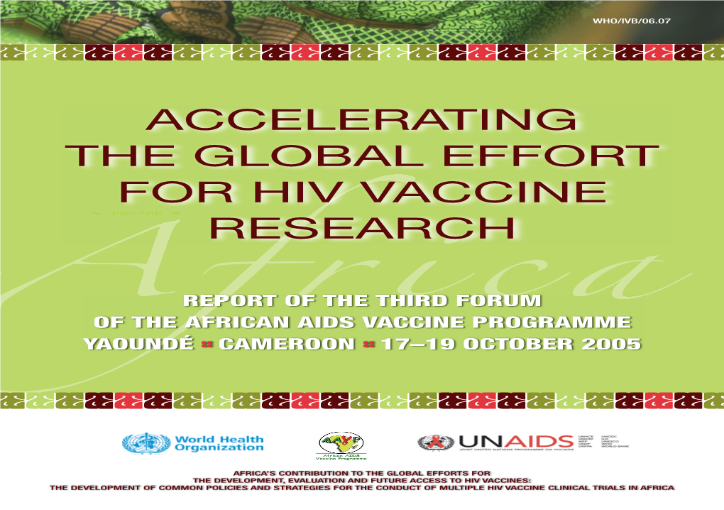 Accelerating the Global Effort for Hiv Vaccine Research