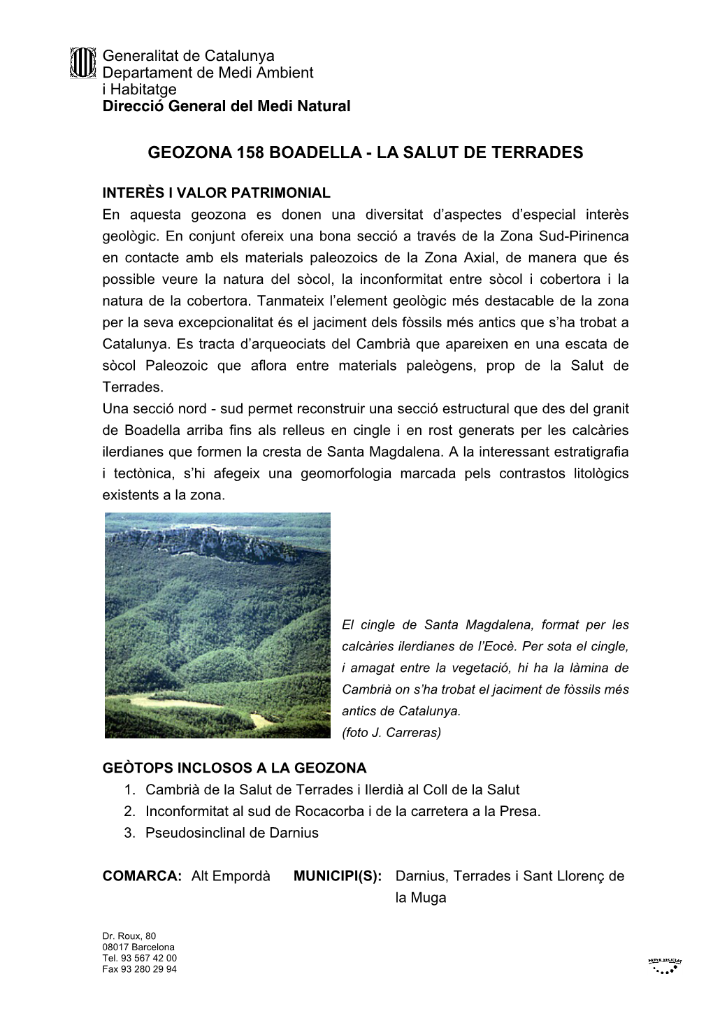 Geozona 158 Boadella - La Salut De Terrades