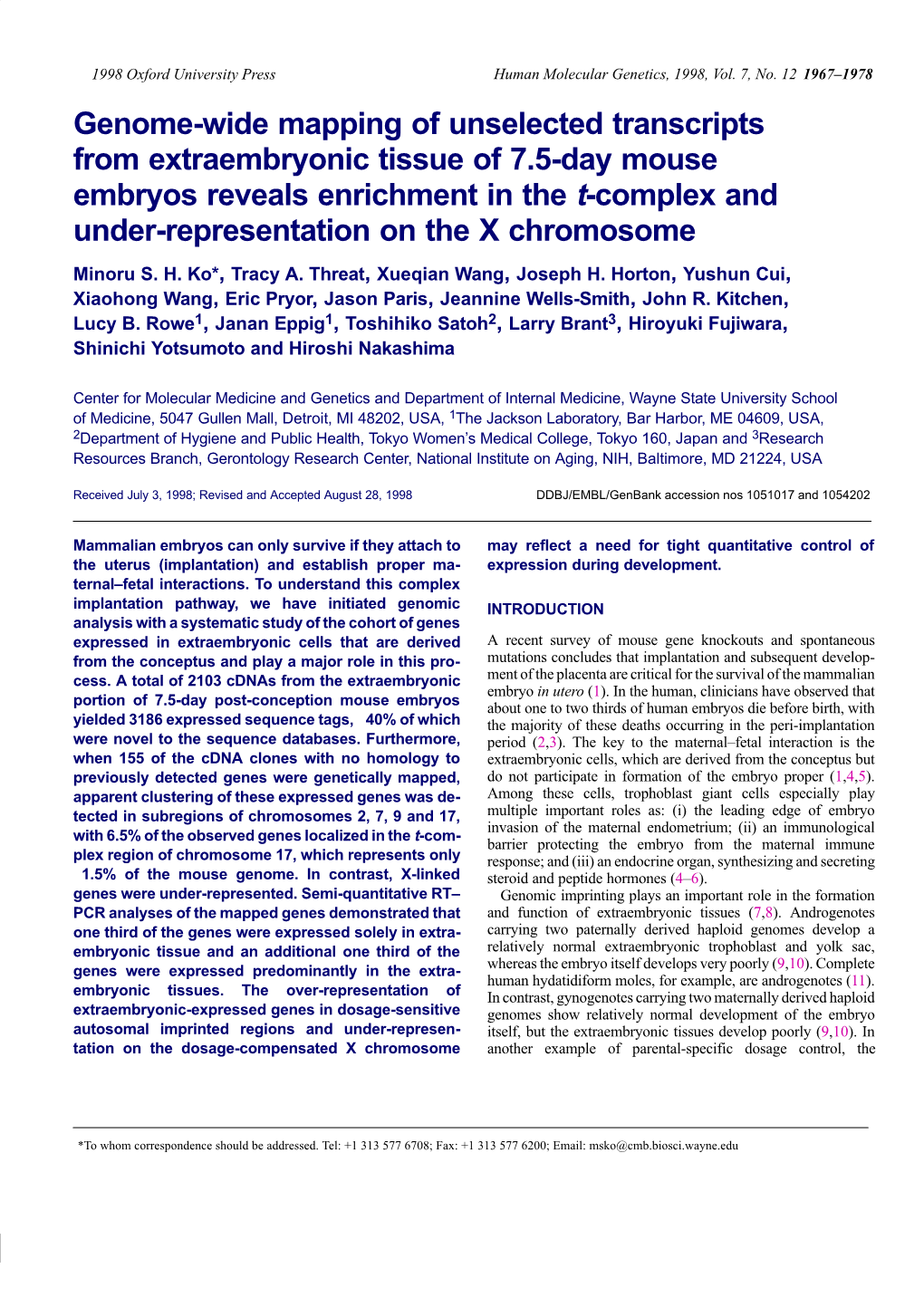 Genome-Wide Mapping of Unselected Transcripts from Extraembryonic