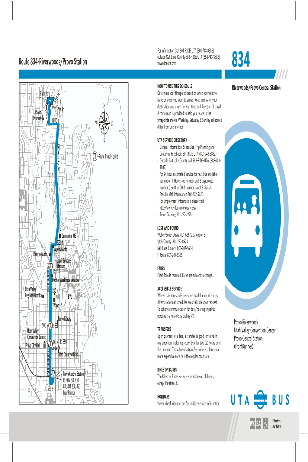 Route 834-Riverwoods/Provo Station 834