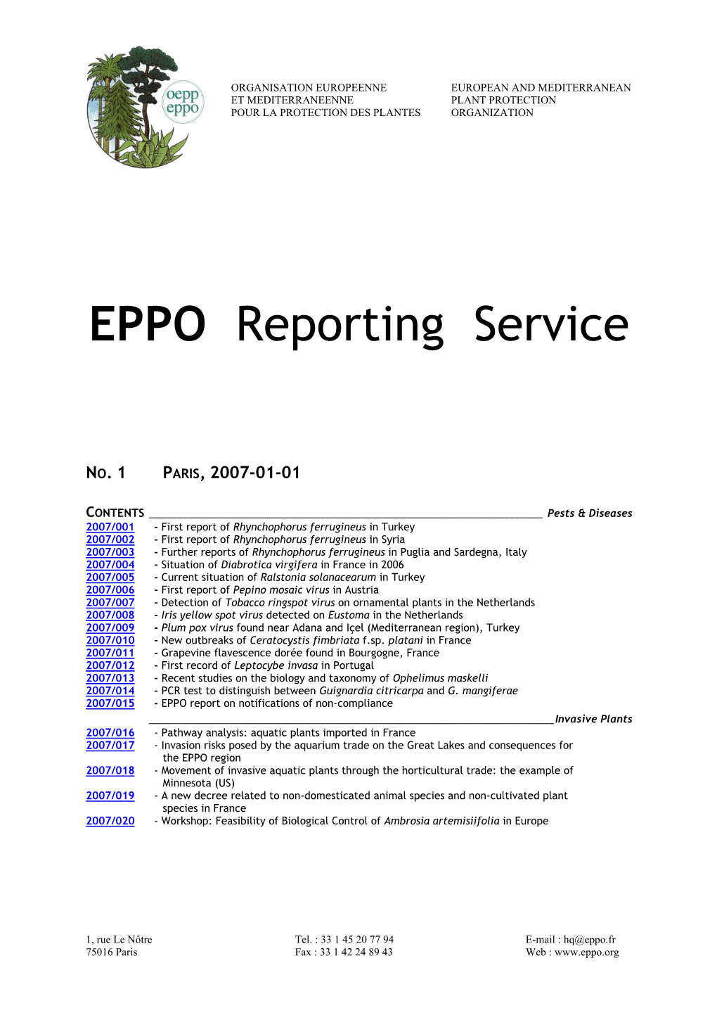 EPPO Reporting Service