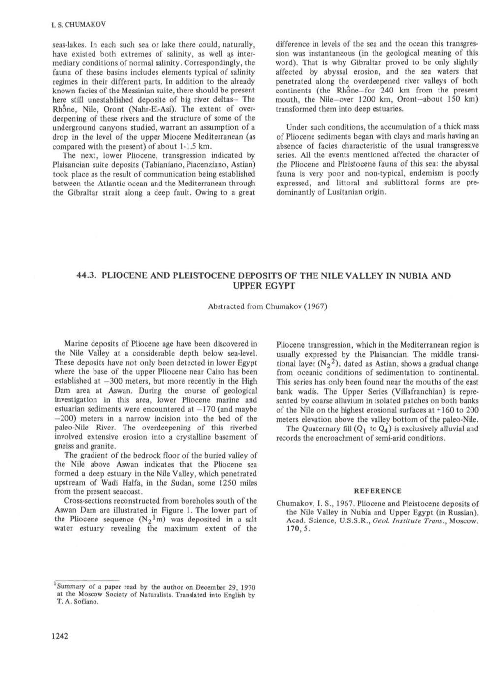 44.3. Pliocene and Pleistocene Deposits of the Nile Valley in Nubia and Upper Egypt