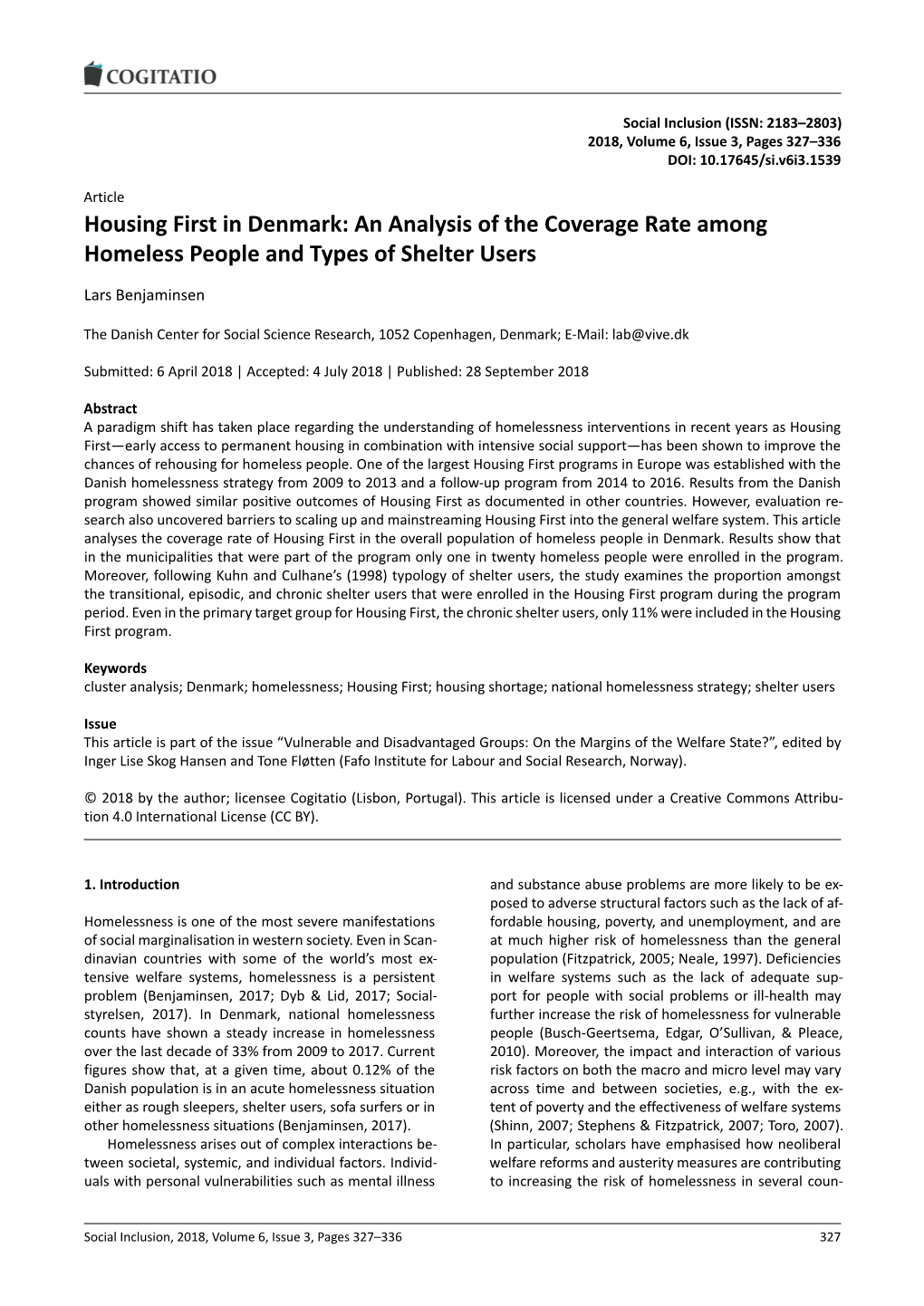 Housing First in Denmark: an Analysis of the Coverage Rate Among Homeless People and Types of Shelter Users
