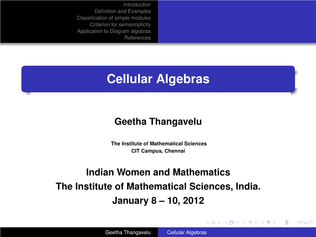 Cellular Algebras