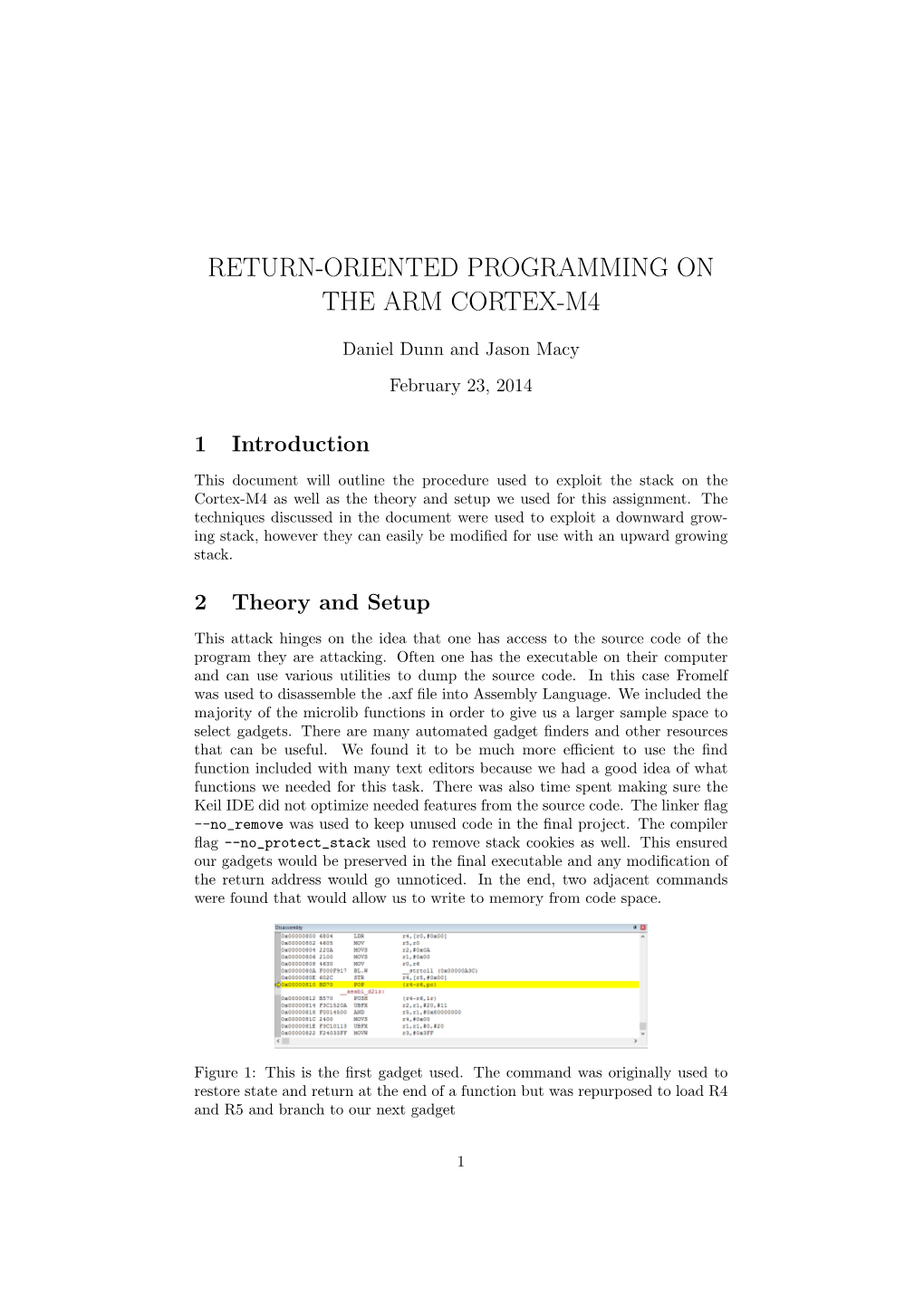 Return-Oriented Programming on the Arm Cortex-M4