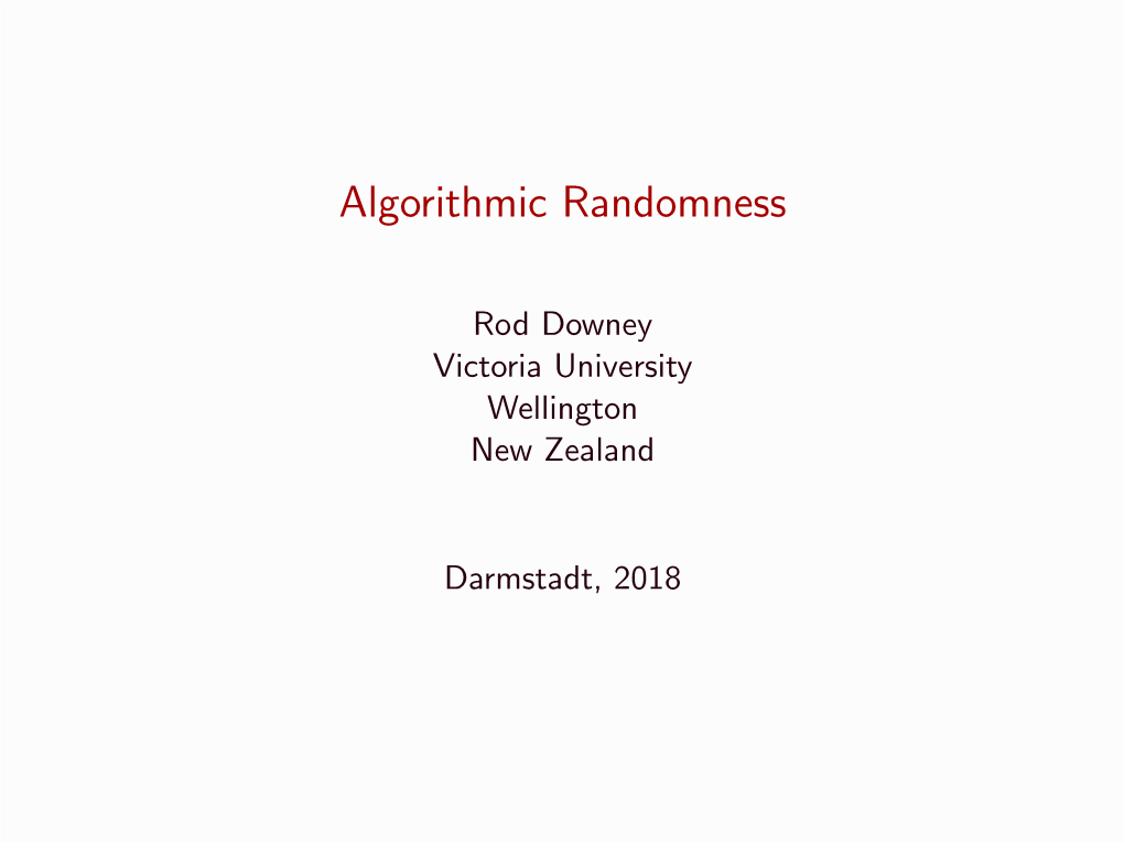 Algorithmic Randomness