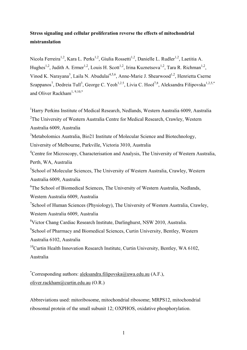 Ferreira, Et Al., 2019 Stress Signaling and Cellular Proliferation Reverse