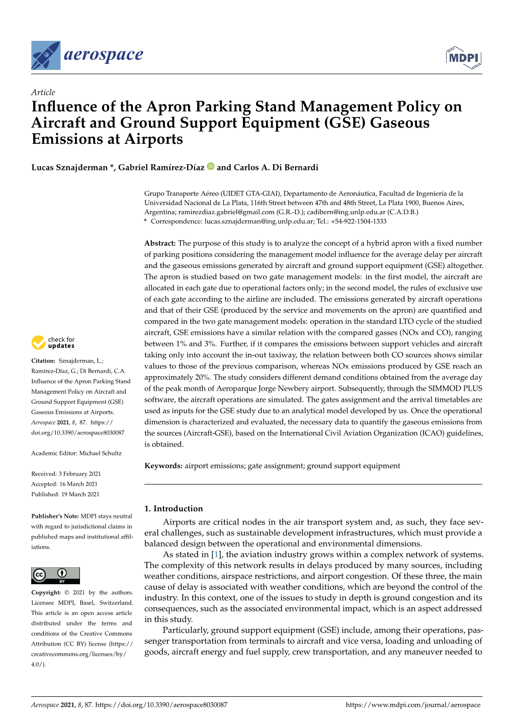 Influence of the Apron Parking Stand Management Policy on Aircraft And